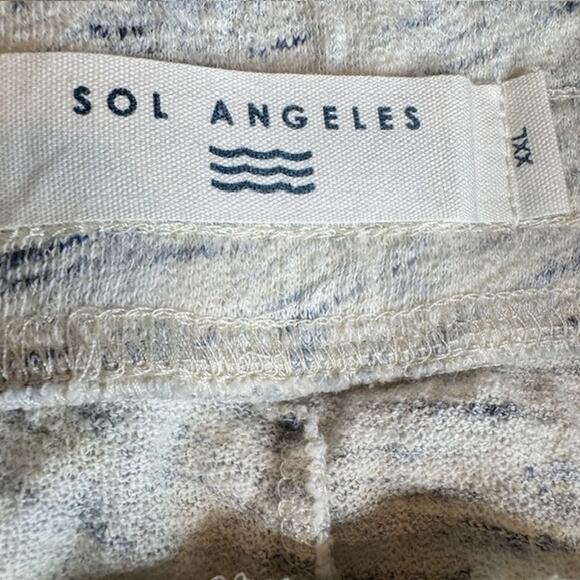 Sol Angeles Mens Pants XXL Lt Weight Jersey Joggers Marled Cream/Navy - Picture 11 of 16